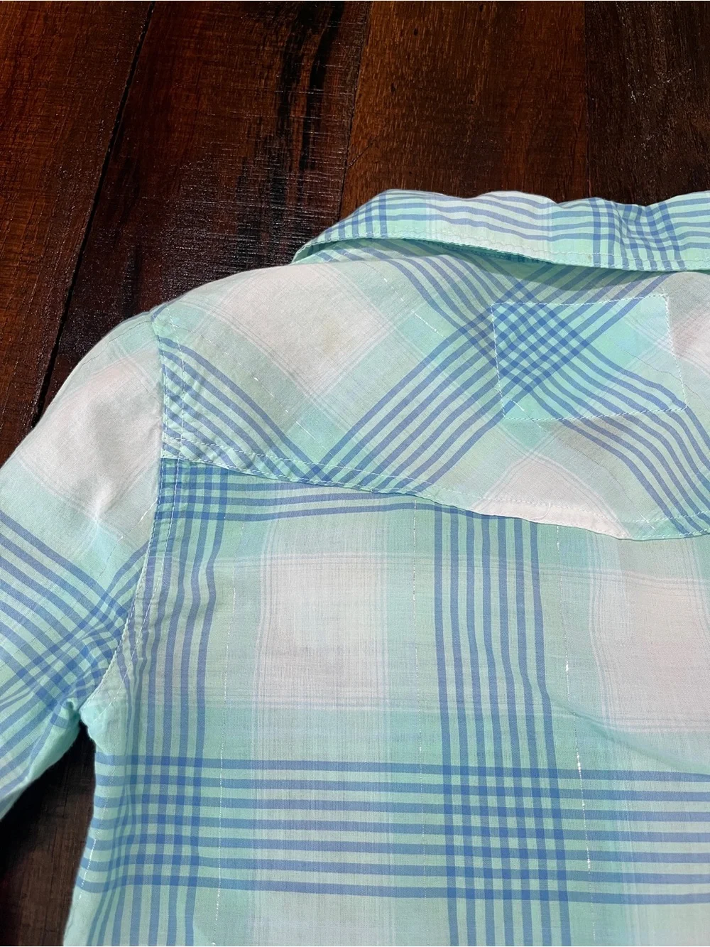 Justice Mint & Aqua Plaid Button-Up Shirt